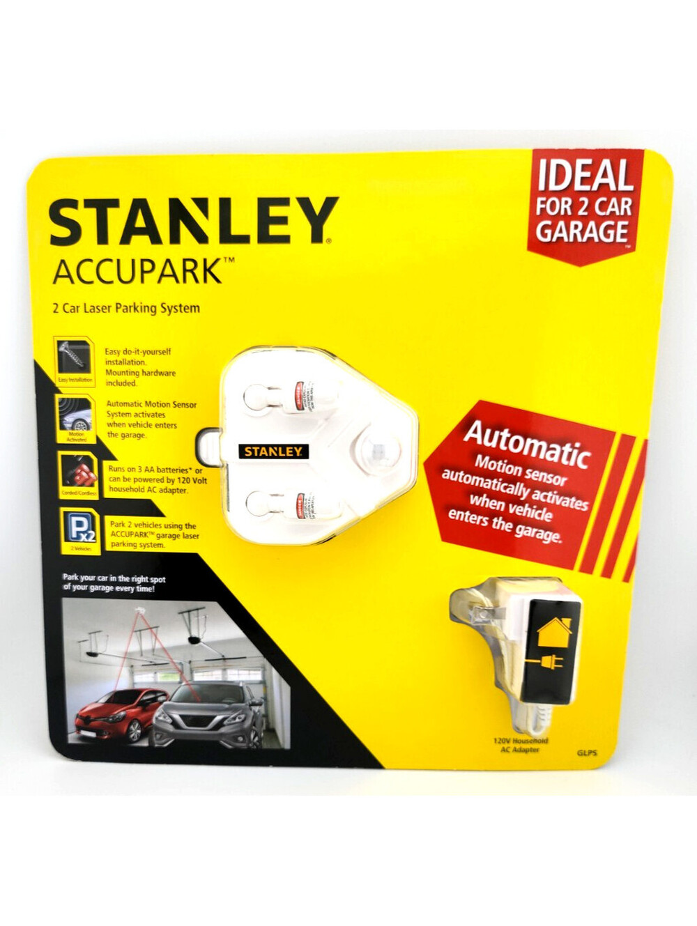 Stanley AccuPark Garage Parking System – 2‑Car Dual Laser – Motion Sensor – NEW